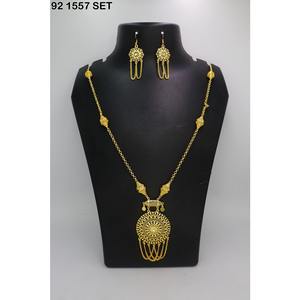 Trendy Gold Plated Alloy Fashion Jewelry <b>Set</b> Gold Plated Women's Classic Alloy Necklace and Earring <b>Set</b> for Wedding Engagement - Product Image 2