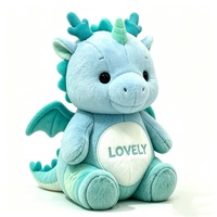 Peluche de dragon adorable et dodue aux couleurs pastel, idéale pour offrir en cadeau, peluche de dragon aux joues rondes avec ventre brodé.