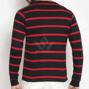 Camiseta de Punto de Manga Larga para Hombre, Color Negro y Rojo, Cuello Redondo, Corte Ajustado Informal, Logotipo Frontal, Secado Rápido - Product Image 5