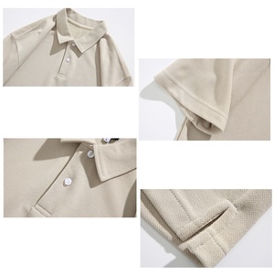 Men's 300g Heavy Weight Cotton Pique Short Sleeve Solid Color Casual Polo Shirt With <b>Button</b> Design - Product Image 2