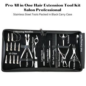 Professional All-in-One Hair Extension Tool Kit for Salon Use Stainless Steel Tools Packed in a Black Carry Case - Product Image 2