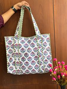 Sac à bandoulière pour femme en coton ethnique fait main, sac fourre-tout indien matelassé, sac fourre-tout tendance pour les courses - Product Image 3