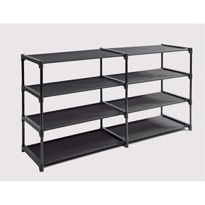 Scarpiera a 4 livelli salvaspazio per 24 paia, design salvaspazio, con struttura in ferro nero e connettori in plastica - Product Image 2