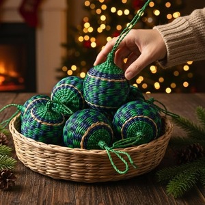 เครื่องประดับต้นคริสต์มาสทำมือ ตกแต่งด้วยหวายแบบแขวน ลูกบอลตกแต่งบ้าน ของขวัญสำหรับเด็ก ราคาขายส่ง เวียดนาม - Product Image 4