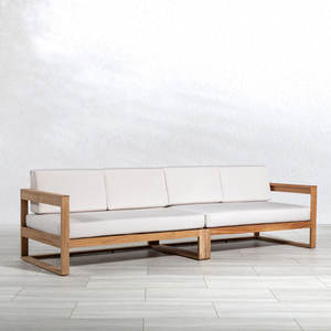 Ensemble de canapés de jardin en teck minimaliste moderne, imperméable, pour espaces de vie extérieurs contemporains, pour villa et hôtel - Product Image 1