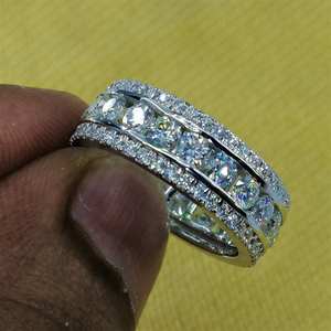 แหวนเพชรโมอิสซาไนต์ทรงกลมแบบเต็มวงสำหรับผู้หญิง เงินแท้ 925 ของแท้ สำหรับโอกาสครบรอบ ขอแต่งงาน หรือเป็นของขวัญสำหรับเจ้าสาว - Product Image 4