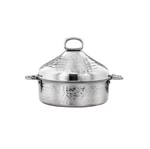 Cacerola de Acero Inoxidable Martillado de Lujo, Dorada, con Tapa de Cúpula, Recipiente Aislado para Mantener la Comida Caliente, Plato para Servir Buffet - Product Image 1