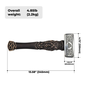 Mortal Saga Marteau de réflexion multifonction luxueux, manche en bois de frêne, tête en acier Damas, finition polie haute brillance, conception durable 13.58 - Product Image 1