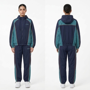 Survêtement sportif décontracté pour femme, bleu marine et blanc, avec fermeture éclair intégrale et poches latérales, idéal pour l'automne - Product Image 6