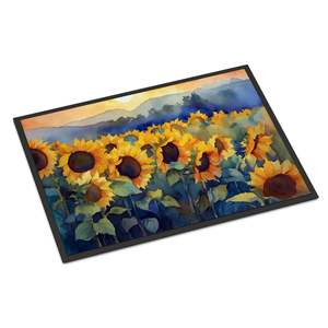 Tournesols en aquarelle paillasson antidérapant lavable Low Pile 24H X 36W tapis d'entrée intérieur et extérieur tapis de porte d'entrée - Product Image 1