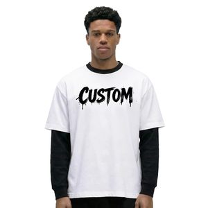 <b>Men's</b> Oversized Long Sleeve T-<b>Shirt</b> <b>Skull</b> Print Contrast Trim Street Style O-Neck Cotton Knitted Fit - Product Image 4