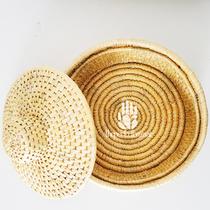 Cesta de Almacenamiento Biodegradable de Hierba Moonj Natural, Mini Cesta con Tapa y Asa, Ecológica - Product Image 1