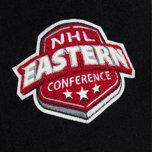 Blousons universitaires unisexes sans col en chenille brodée, personnalisables, pour l'hiver, en laine noire et bleue - Product Image 3