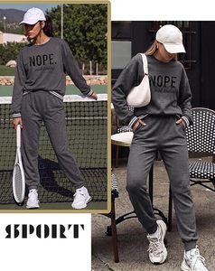 Ensemble de survêtement décontracté 2 pièces pour femme, style streetwear, pantalon de jogging, automne, en tissu éponge imprimé avec poches, coupe régulière, respirant - Product Image 5