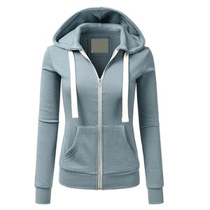 Sudadera con Capucha para Mujer, Manga Larga, Color Sólido, Tejida, para Otoño, Transpirable, con Cierre Frontal, Informal - Product Image 3