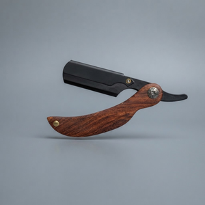 Rasoir droit personnalisable de qualité supérieure IKZARSA avec manche en bois, lame unique en acier inoxydable noir, pour barbier, homme, visage et corps - Product Image 3