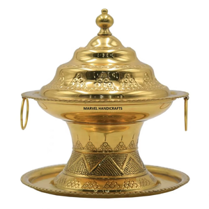 Maceta de Latón Color Oro |   Cuenco de Dátiles Tradicional Árabe Hecho a Mano con Relieve, Utensilios de Cocina, Decoración para Eid y Ramadán, Regalo, Vajilla para Servir - Product Image 3