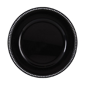 Metallic Bead Charger <b>Plates</b> Plastic <b>Black</b> Round Charger <b>Plates</b> Bulk Wedding Beaded <b>Black</b> Chargers for Dinner <b>Plates</b> elegant - Product Image 1