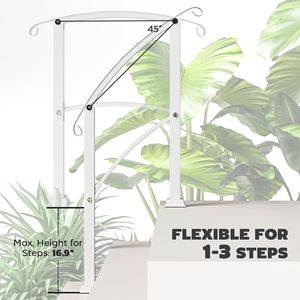 Corrimano in Metallo Bianco a 1-3 Gradini per Scale Esterne di Portico e Terrazza, Kit di Facile Installazione per Dispositivi di Assistenza in Calcestruzzo - Product Image 4