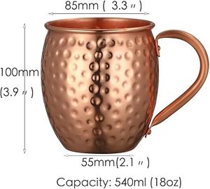 Premium Copper Wine Glass with Hammered Finish BPA Free Straw Accessory for <b>Beer</b> Cocktails Whiskey Vodka Soft Drinks - Product Image 3