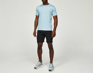 T-shirt à manches courtes pour homme, coupe classique, col rond, décontracté, en jersey de coton tricoté, couleur unie, respirant - Product Image 1