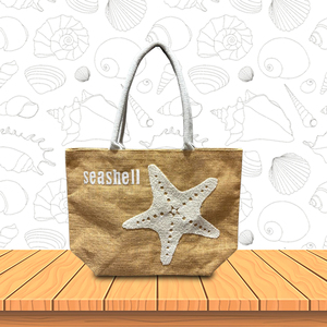 Bolsa de Yute Laminada con Asa Acolchada y Cierre de Botón para Uso en la Playa - Product Image 1
