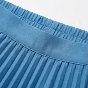 Women Pleated Chiffon Midi <b>Skirt</b> Solid Color Knee Length Regular Waistline Organza Fabric All Seasons Style - Product Image 4