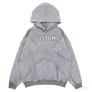 Sweat à capuche personnalisé 500 g/m² en polyester/coton, coupe oversize, broderie 3D, polaire anti-plis, uni, avec fermeture éclair - Product Image 6