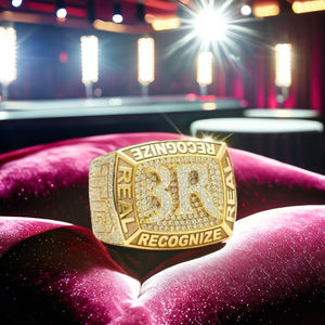 Personalized Religious 925 Silver Men's Iced Custom <b>Initial</b> Letter Name Moissanite Cocktail <b>Ring</b> Pave Setting Rhodium Fine <b>Rings</b> - Product Image 5