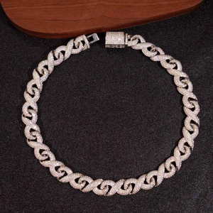 สร้อยคอเงินแท้ 925 ชุบโรเดียม ประดับเพชรโมอิสซาไนต์ ดีไซน์ Cuban Link หรูหรา สไตล์ฮิปฮอป ประกายระยิบระยับ คุณภาพพรีเมียม - Product Image 3
