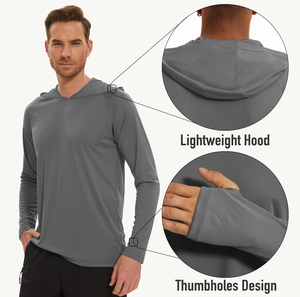 Camisetas de Pesca de Manga Larga para Hombre, Protección Solar UPF 50+, Color Sólido, con Capucha, Camisetas Deportivas para Pesca, Camisetas de Protección UV - Product Image 2