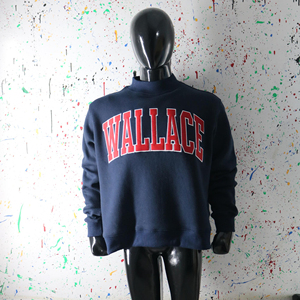 Wallace <b>Navy</b> Blue Turtleneck Sweatshirt Oversized Cotton Knitted Casual Pullover Front Letter Print Unisex CLUSH SPORTS - Product Image 4