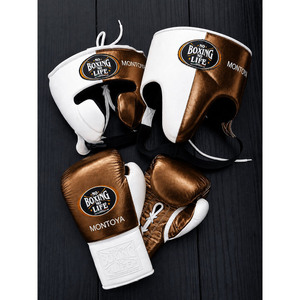Kit de Boxeo Personalizado de Primera Calidad, Sin Boxeo No Hay Vida, Color Marrón/Blanco, Guantes, Protector de Cabeza y Protector Inguinal al por Mayor - Product Image 1