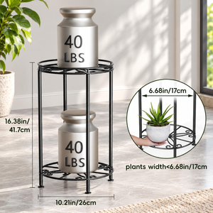 Support à plantes en métal noir à 2 niveaux, porte-pot de fleurs, étagère, intérieur, extérieur, jardin, balcon, patio, décoration de la maison, présentoir - Product Image 4