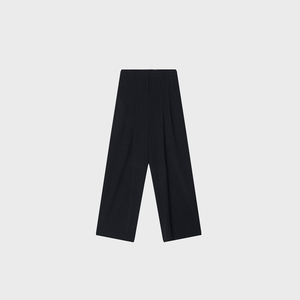 Summer Casual Long <b>Wool</b> Stripe <b>Pants</b> Black - Product Image 1