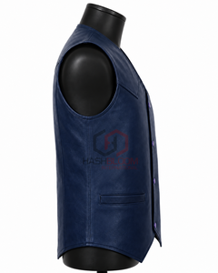 PERRY BURRY Nouveau Modèle 2025 Gilet Haut de Gamme pour Homme Col en V Simple Boutonnage en Denim Noir Écologique Style Anglais Saison Automne Fourrure - Product Image 4
