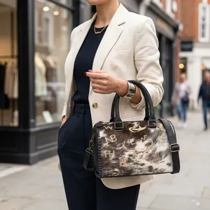 Sac à main de luxe en cuir véritable pour femme, style vintage, motif losanges, chaînes décoratives, deux sangles, fermeture éclair - Product Image 6