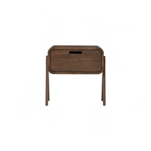 Elegant Modern Bedroom Furniture Nighstand Narrow Bedside <b>Table</b> <b>Walnut</b> Finish with Storage Drawer Made In Malaysia - Product Image 5