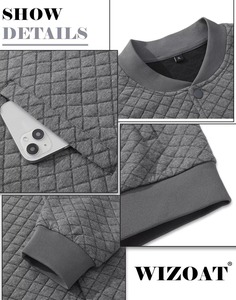 Blouson Bomber Homme Léger en Coton Gaufré Sur Mesure, Style Universitaire, Doublure Matelassée, Logo Avant, Vêtement d'Hiver - Product Image 3