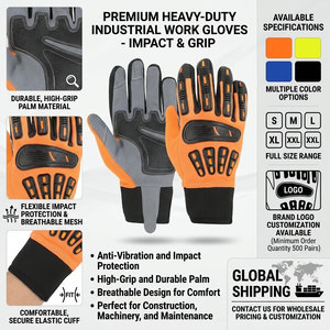 Guantes de Trabajo de Seguridad de Alto Rendimiento, Resistentes al Calor, a los Cortes y a los Impactos, con Palma de Cuero y Nudillos de TPR - Product Image 6