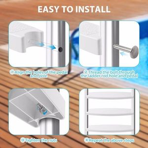 Scala per Piscina in Acciaio Inossidabile con 3 Gradini e Pedate Antiscivolo per Piscine Interrate - Product Image 3