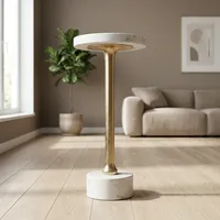 Socle en marbre blanc avec finition laiton, support de présentation, base ronde, centre de table pour la décoration intérieure