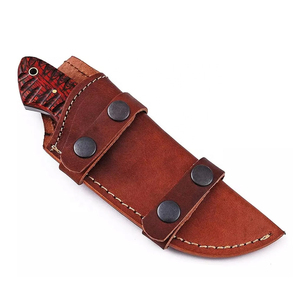 Couteau de chasse compact haut de gamme pour la survie en extérieur, en acier Damas, type Bull Cutter, couteau de cowboy avec étui en cuir - Product Image 6