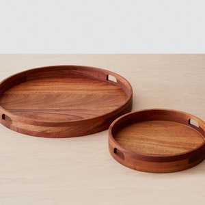 Bandeja y Plato de Servir de Madera - Plato Redondo de Diseño Clásico y Duradero para Frutas, Postres, Pasteles, Quesos y Charcutería - Product Image 2