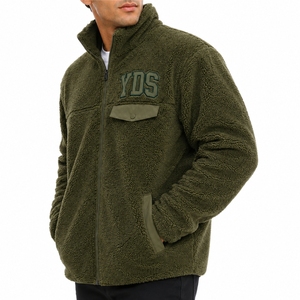 <b>Men's</b> <b>Sherpa</b> Fleece <b>Jacket</b> Full Zip Collar Stand Embroidered YDS Logo Casual Winter Outerwear Fabric For <b>Men</b> <b>Sherpa</b> <b>Jacket</b> - Product Image 3