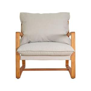 Fauteuil lounge en teck de qualité supérieure avec coussin confortable pour salon et espaces d'accueil - Product Image 1