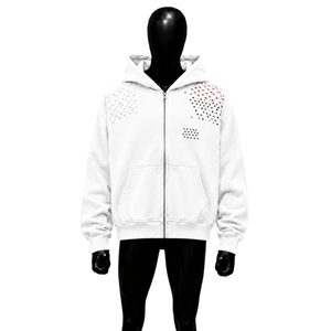 TITLE: <b>WHITE</b> STAR GRAPHIC <b>ZIP</b> <b>UP</b> HOODIE OVERSIZED STREETWEAR VINTAGE AESTHETIC FULL <b>ZIP</b> HOODED SWEATSHIRT UNISEX CASUAL URBAN FA - Product Image 1