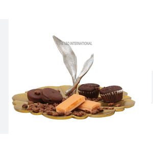 <b>Large</b> Square Metal Glass Mirror <b>Tray</b> With Safe Decorative Handles For Serving Drinks Desserts And Party Essentials - Product Image 4