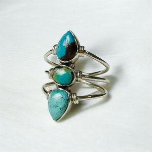 Natural Turquoise <b>Ring</b>, Turquoise Gemstone <b>Ring</b>, 925 Sterling Silver <b>Ring</b>, <b>Adjustable</b> Silver <b>Ring</b>, Three Stone <b>Ring</b>, Handmade Tu - Product Image 1
