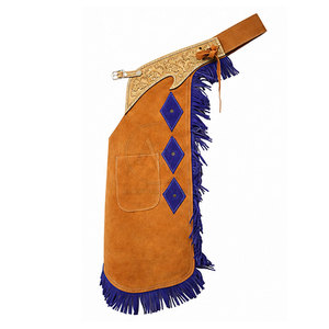 Pantalons d'équitation Western Chaps pour adultes, style cowboy, en cuir véritable, taille mi-haute, accessoires équestres - Product Image 3